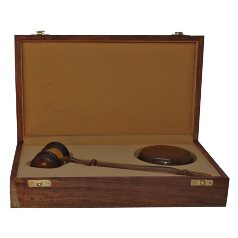 Luxe Houten Geschenkdoos met Voorzittershamer en Slagblok